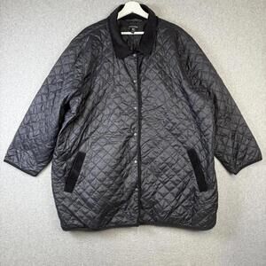 Eileen Fisher Women's Size 2X Plus Black Quilted Button Down Jacket Coat Pockets